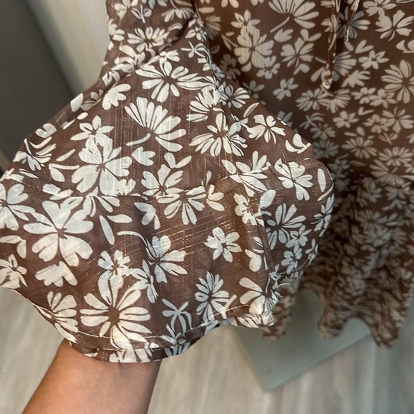 PEACH LOVE CALIFORNIA BOHO FLORAL SHIMMER THREADED DRESS GUC SZ M VERSATILE - Picture 4 of 12